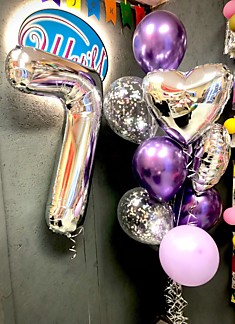 Цифра + фонтан из 11 шаров с гелием